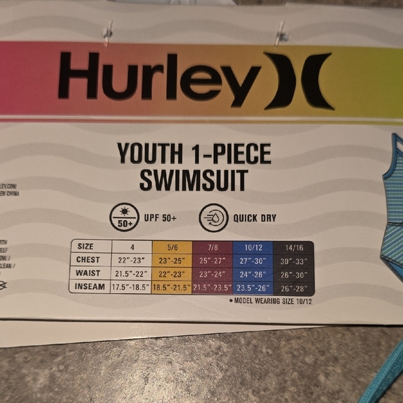 (J35) Hurley Blue and White One Piece Swimsuit Dynamic Stripes - Picture 5 of 5